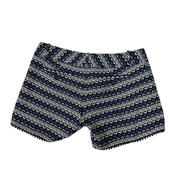The Limited Aztec Tribal Design Women White & Blue Tweed Shorts Sz 8 Pockets - Picture 7 of 10